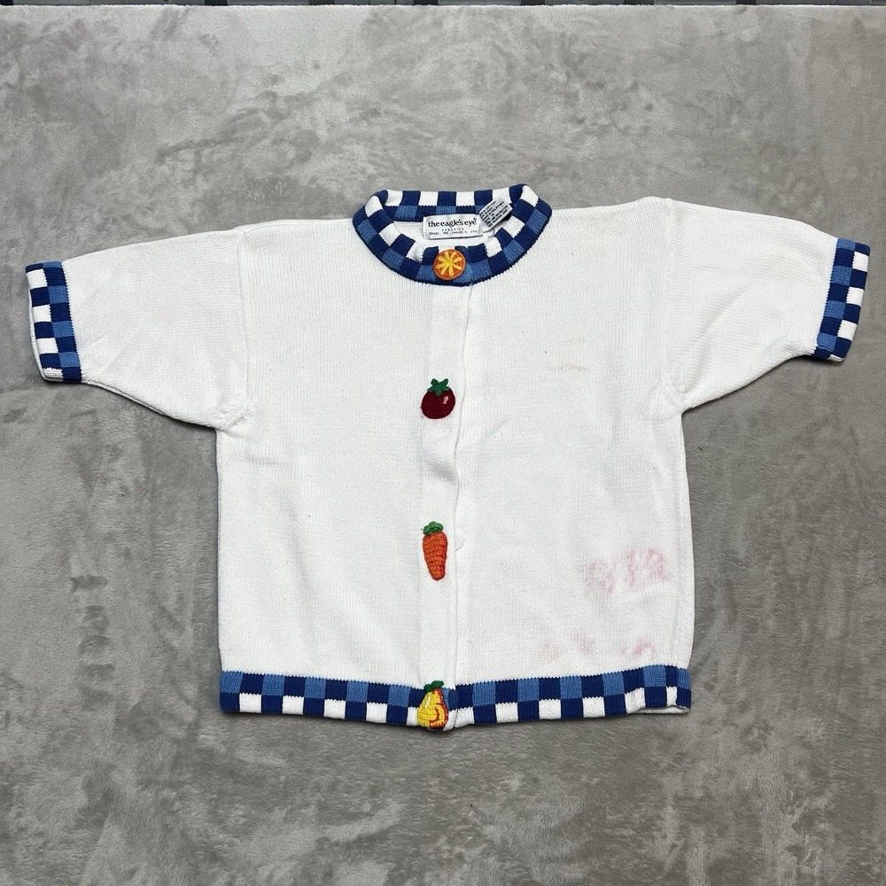Vintage 90s Eagles Eye Sweater Button Up Vegetables Tomato Carrot Women's Sz M